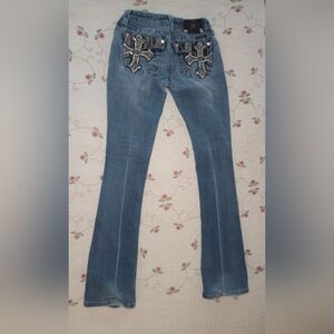 Miss Me Blue Jeans with Silver Embellishments